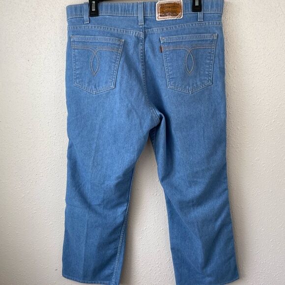 Levi Denim Cropped Blue Jeans Size W36 L32 EUC - Picture 3 of 6